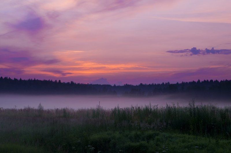 утро, пейзаж, небо, лето, рассвет, туман Занимался новый день... фото превью