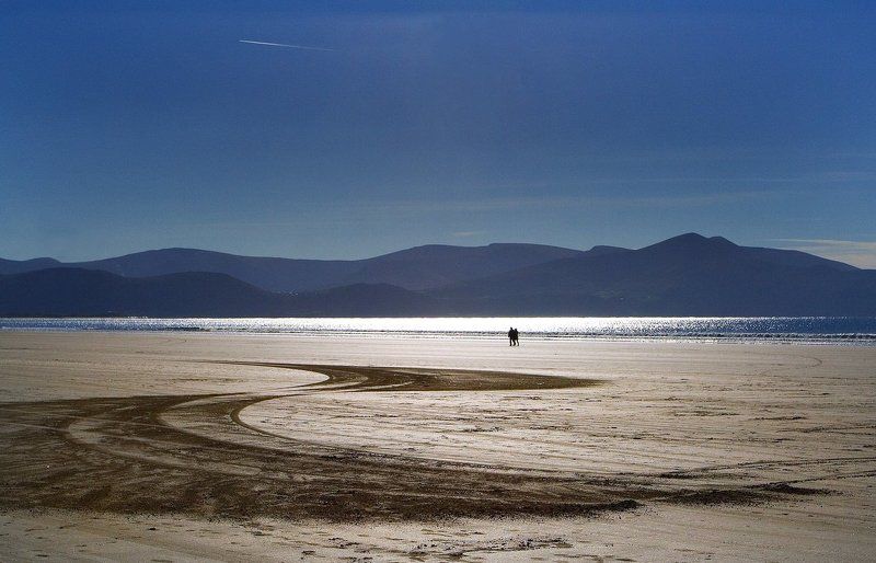 океан, песок, волна, след, берег Океан фото превью