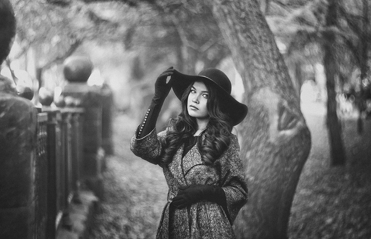 портрет, осень, черно-белое, гелиос, portrait, fall, blackwhite, autumn, Антошина Татьяна