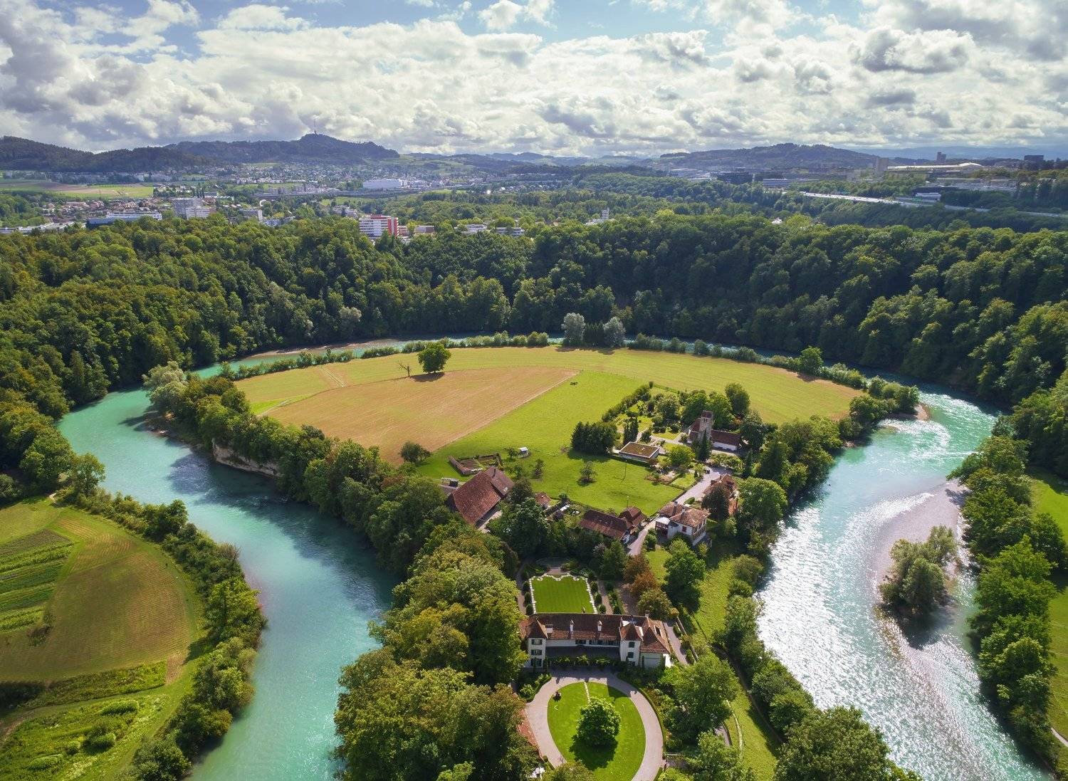 река, излучина, поля, швейцария, зелень, хутор, лето, Babka Yoshka (в миру - Сергей)