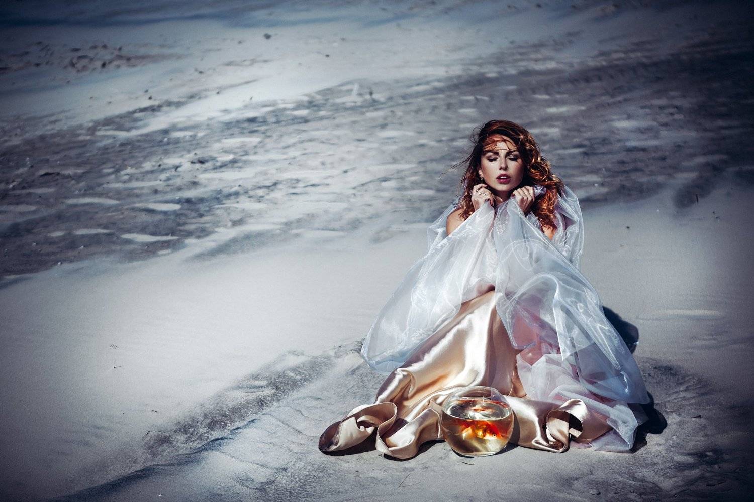 woman, portrait, mood, goldfish, dress, fashion, fine art, conceptual, Руслан Болгов (Axe)