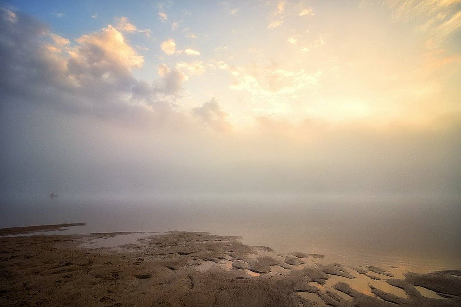 река, закат, солнце, отражение, облака, вечер, Пушкарев Николай