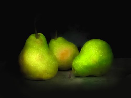 Still life with green pears   