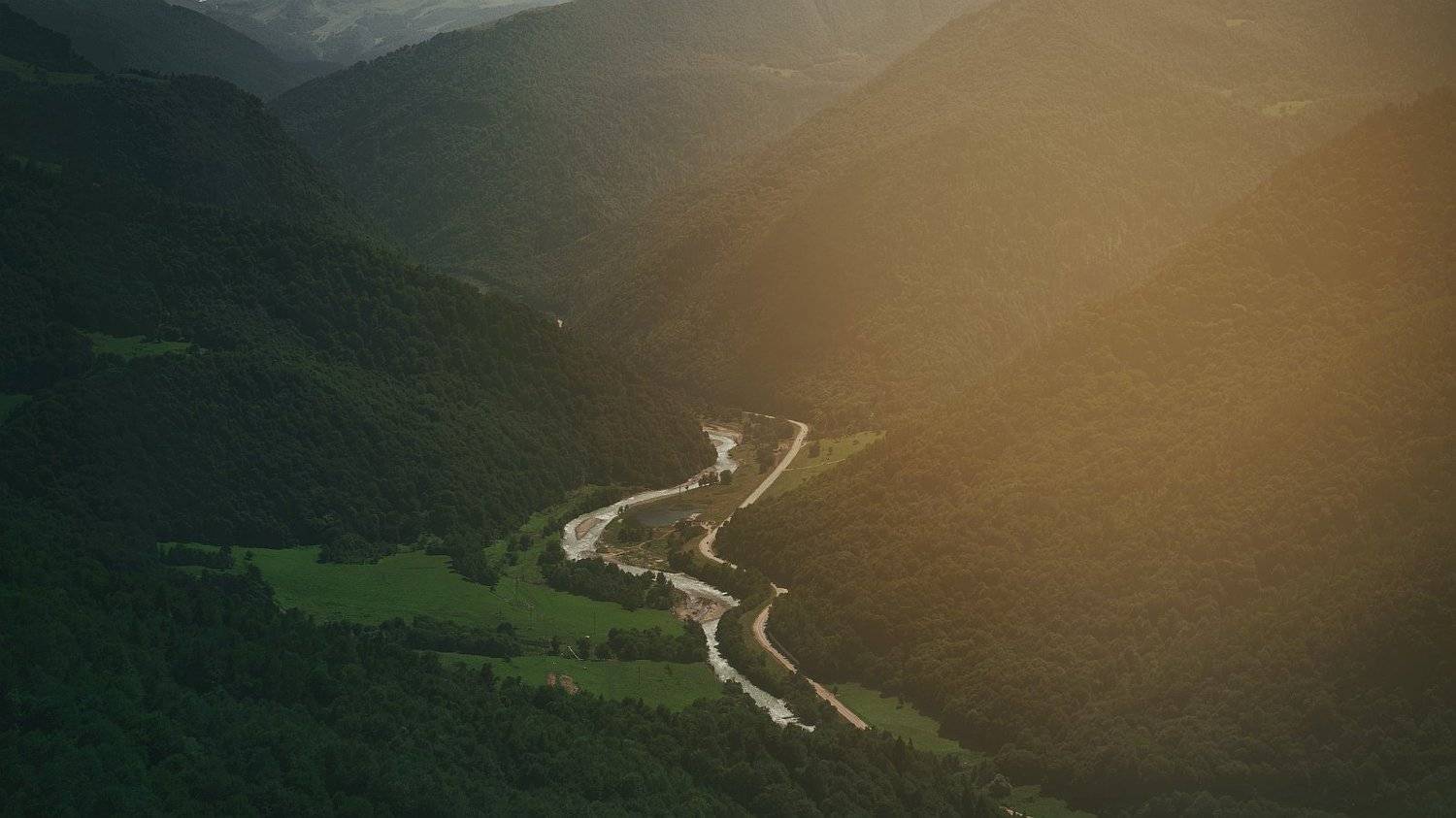 пейзаж, природа, горы, река, дорога, склон, Кавказ, свет, Ефимов Александр