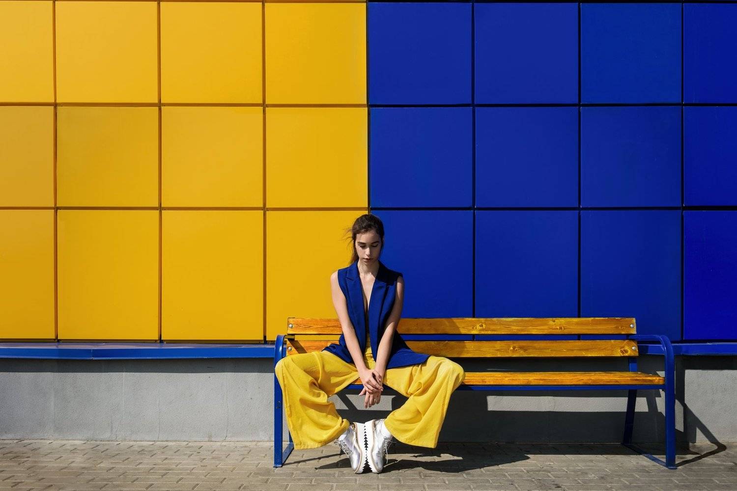 yellow, blue, color, composition, glamour, fashion, model, Nikon, exposure, Russia, geometry, young, model tests, Анна Дегтярёва