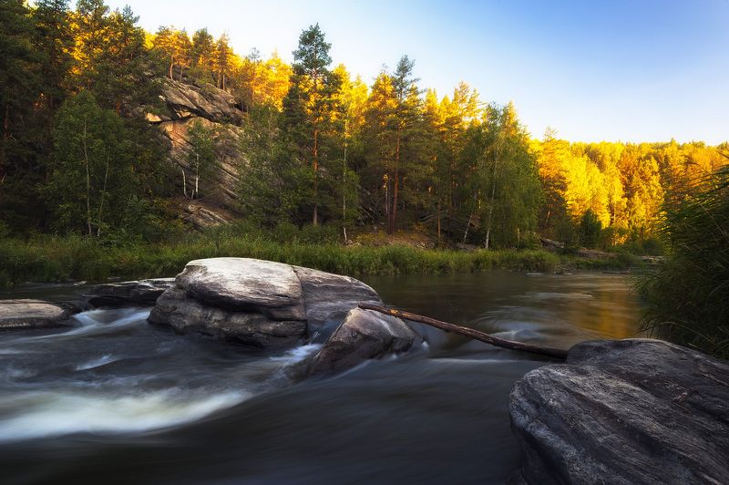 Река, вода, Сакмара, Башкирия, пороги, утро Утро на реке Сакмара фото превью
