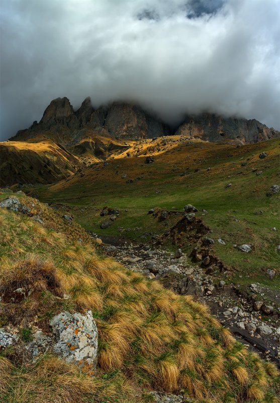 природа, пейзаж, кавказ, горы, весна, панорама, солнце, небо, облака, свет *** фото превью