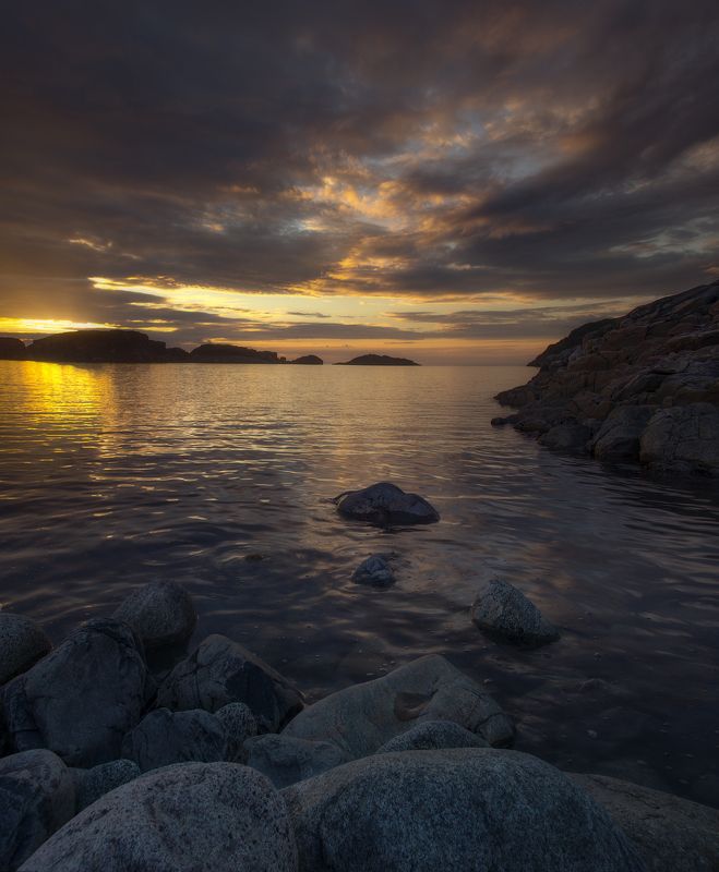 Закат, Дальные Зеленцы, Кольский полуостров Вечерело фото превью