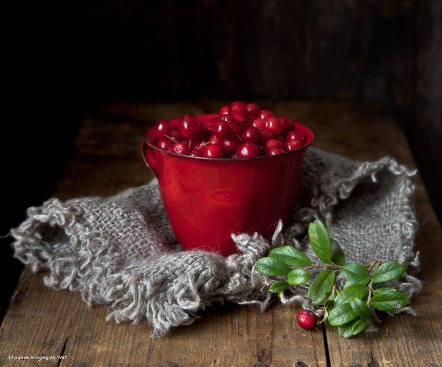 красный/, кружка, брусника, калина, ягоды, натюрморт, Eleonora Grigorjeva