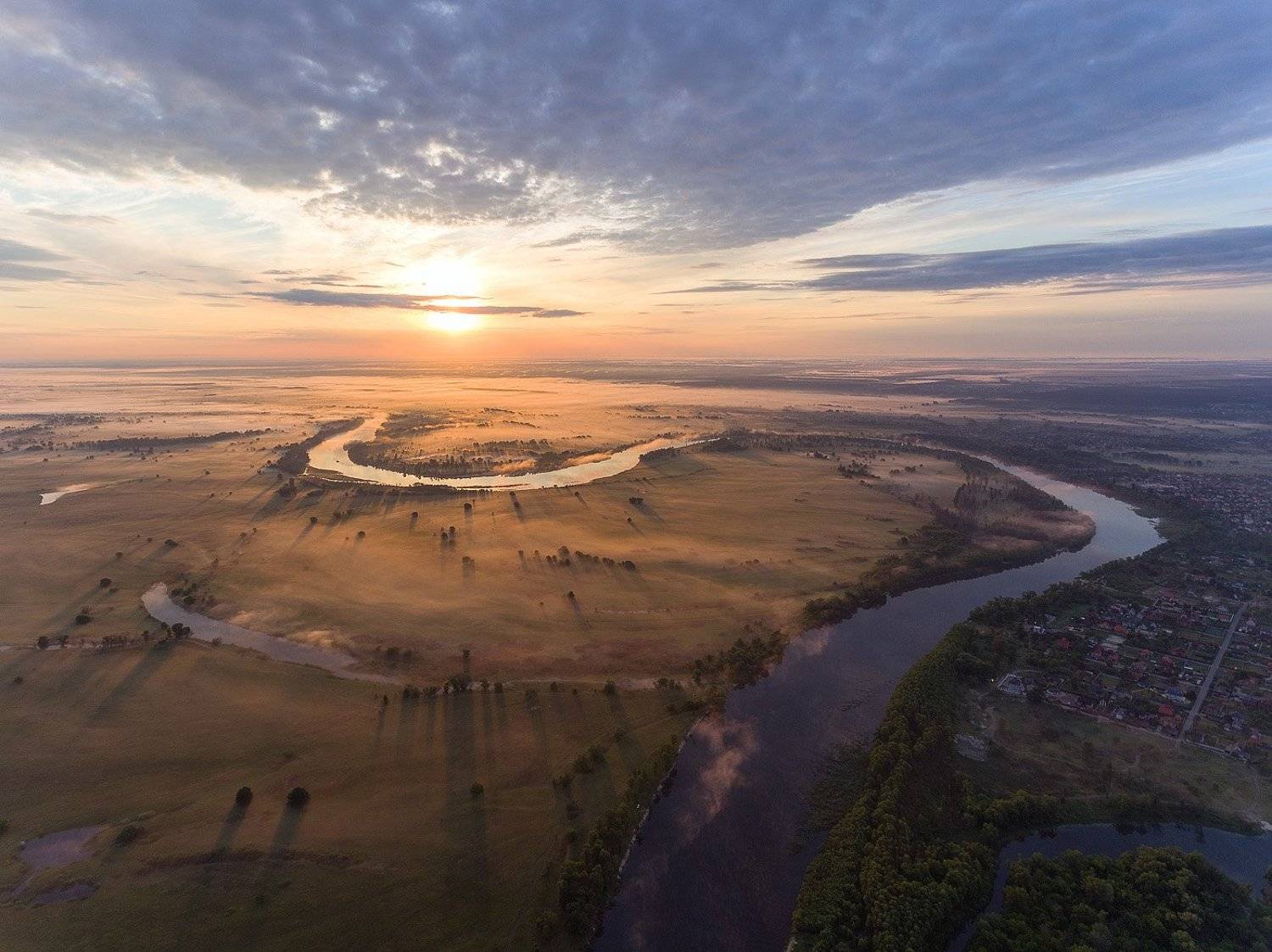 Утро, туман, рассвет, Лето, река, Десна,Украина, Дмитрий Косменко