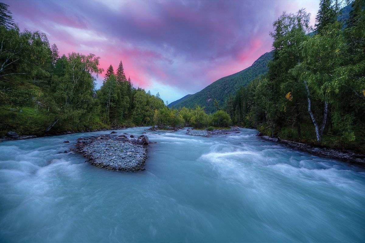 Горный Алтай, река Кучерла, рассвет, закат, Сергей Кузнецов