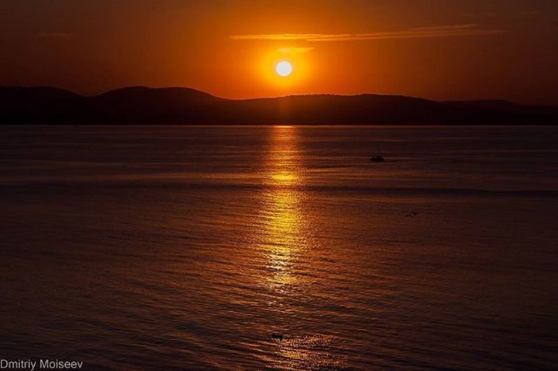 Море, закат, солнце, горы, лето, красота, новороссийск, вода, солнце  Кабардинка фото превью