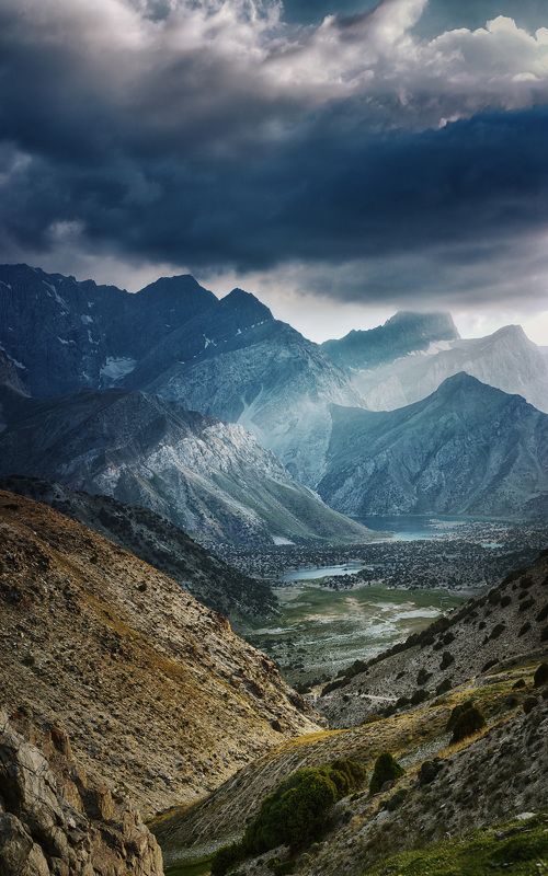 пейзаж, путешествия, горы, природа Пасмурный вечер на перевале Лаудан фото превью