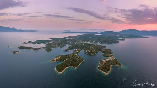 Sunset above Meganisi island #3, Greece'17 ( 2 row panorama, DJI drone )