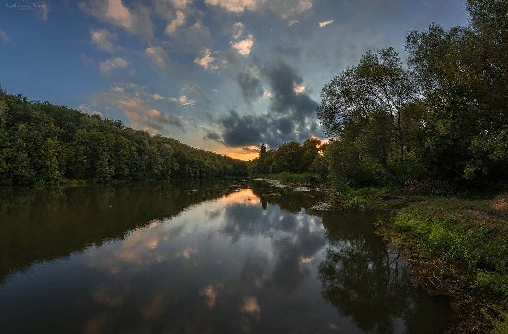 пейзаж,природа,закат,небо,река,лето,, Taras