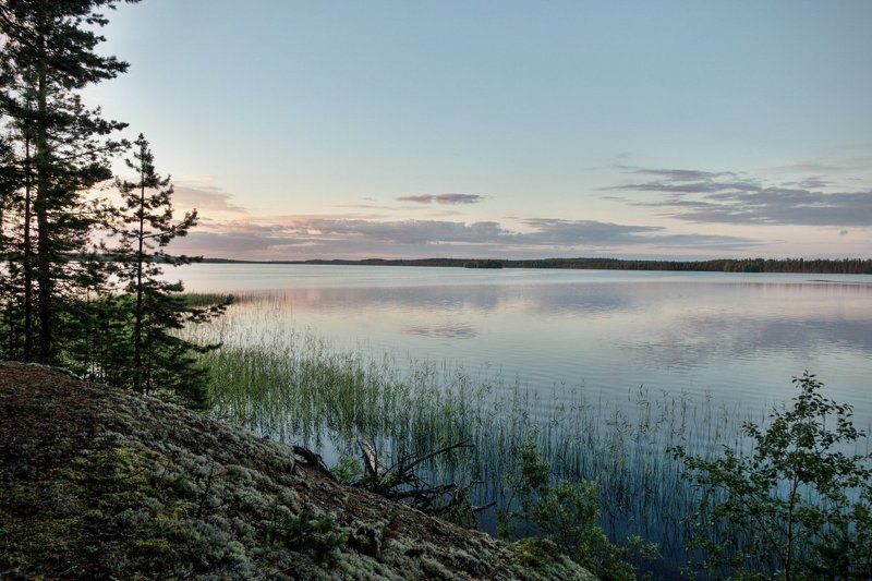 карелия Вечер на озере Мярандукса фото превью