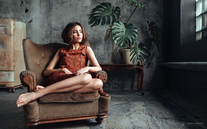 портрет, девушка, студия, естественный свет, portrait, girl, indoors, natural light Ева фото превью