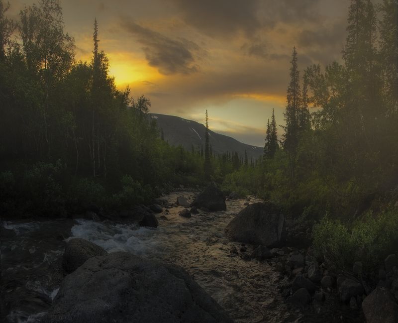 at the of August, Khibiny, Хибины, закат Волшебство заката фото превью