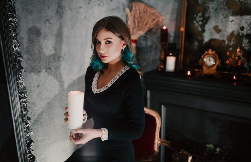 хогвартс, волшебство, магия, гарри поттер, девушка, свеча, студия, свет, мистика Хогвартс фото превью