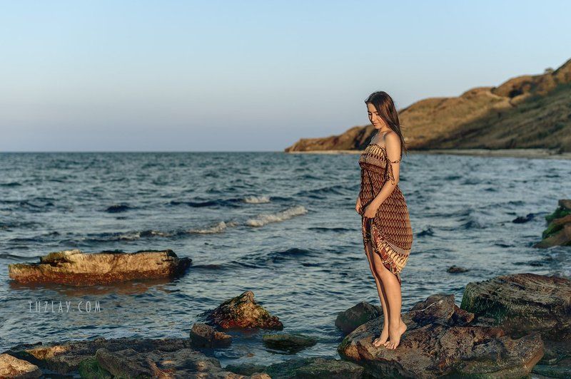 азовское море, сентябрь, бархатный сезон, девушка, морской берег, таманский полуостров, темрюкский район Бархатный вечер #2 фото превью