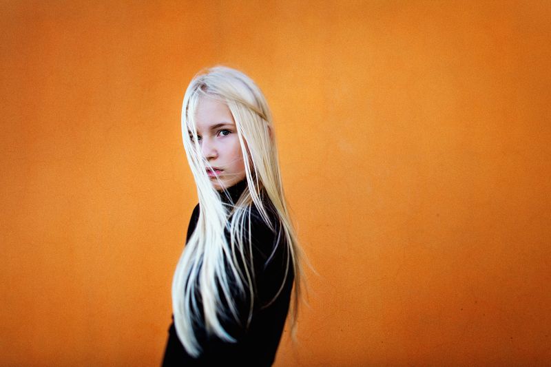 color, orange, model, modeltest, shoot, blonde, girl, beauty, Эльф на оранжевом фото превью