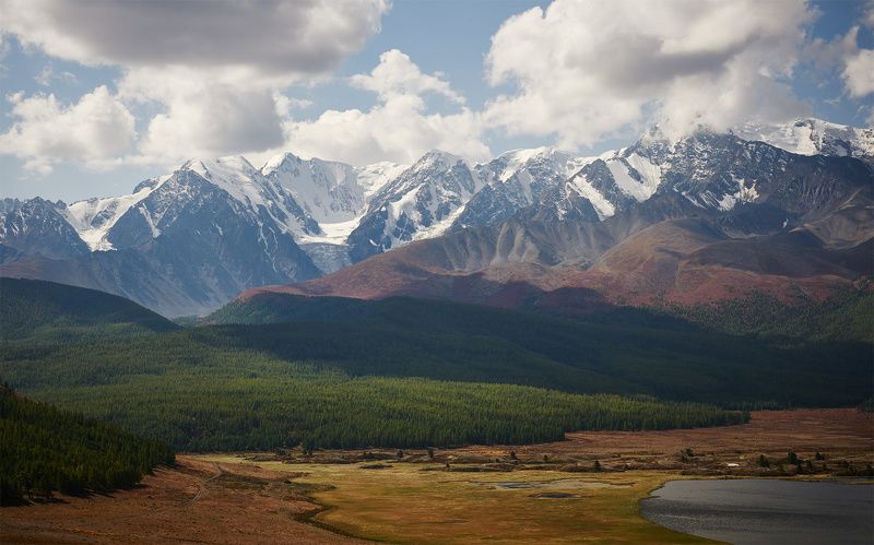 алтай, курайская котловина, урочище ештыкель, озеро джангысколь, актру-баш, куркурек, ледник корумду, полдень Горный август фото превью