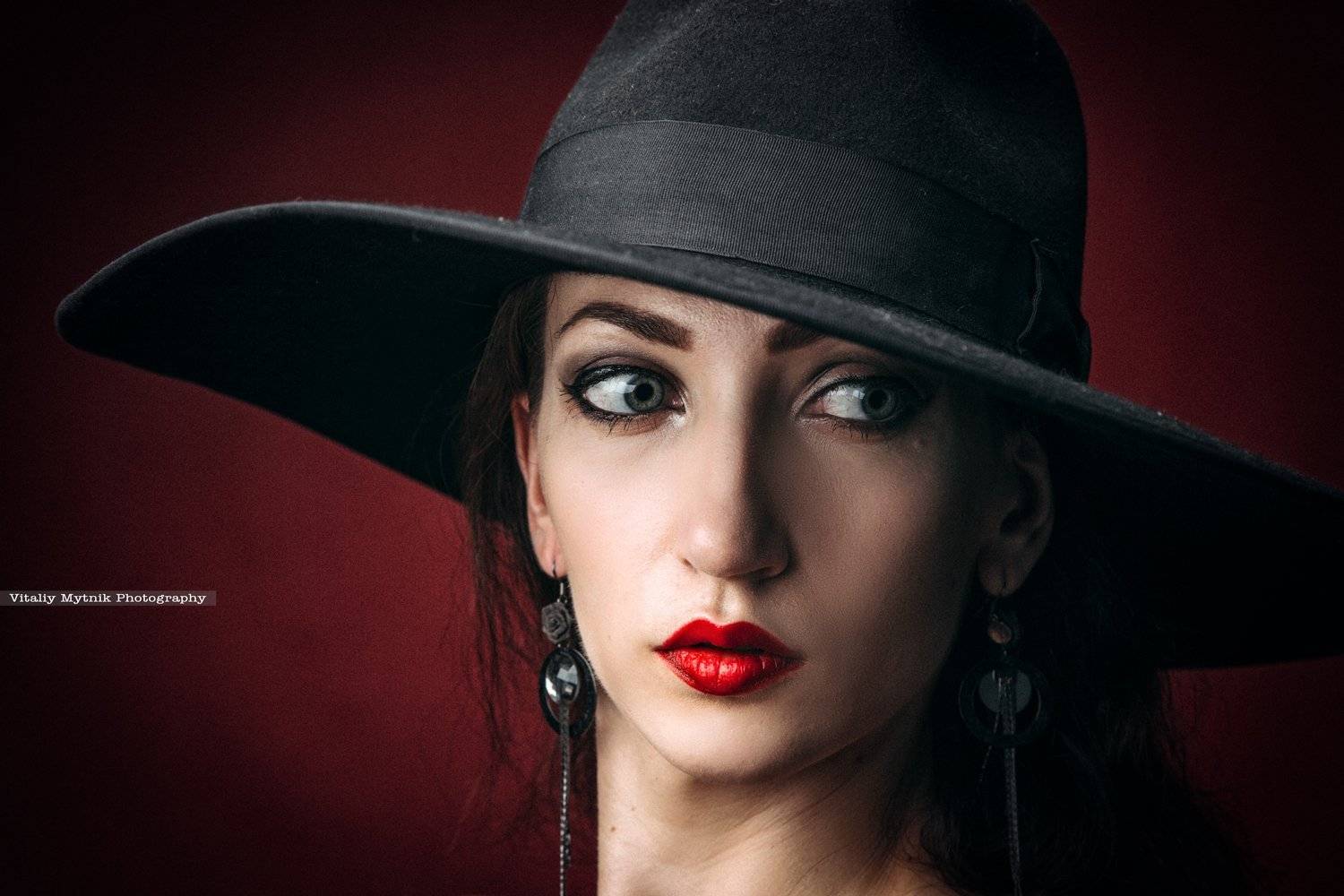 девушка, портрет, шляпка, ретро, красный, стиль, , Виталий Мытник