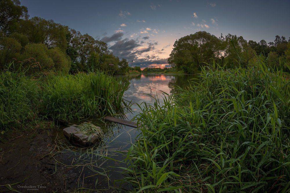 пейзаж,природа,закат,небо,река,лето, Taras