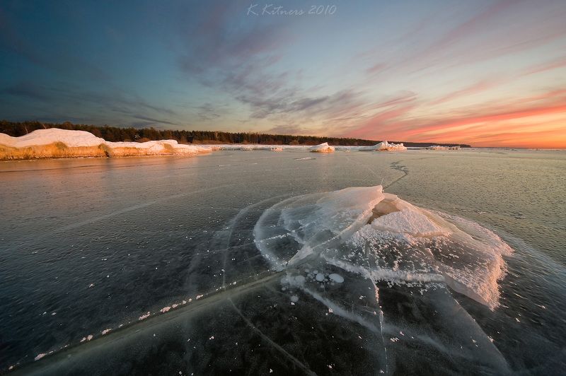 sea seascape ice snow winter sky clouds reflection sunset evening latvia The Ice Volcano фото превью