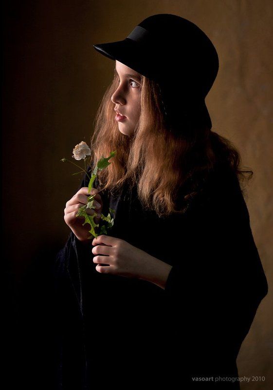 retro, girl, young, vintage, portrait Lonely flower фото превью