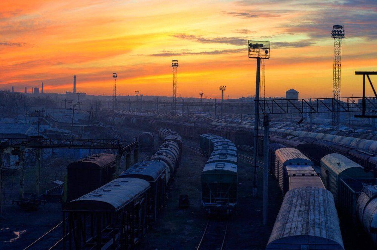 город, железная дорога, мост, закат, mrdiesel