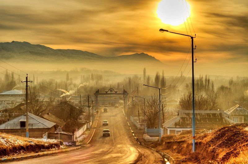 город, дорога, закат, солнце Сонная лощина фото превью