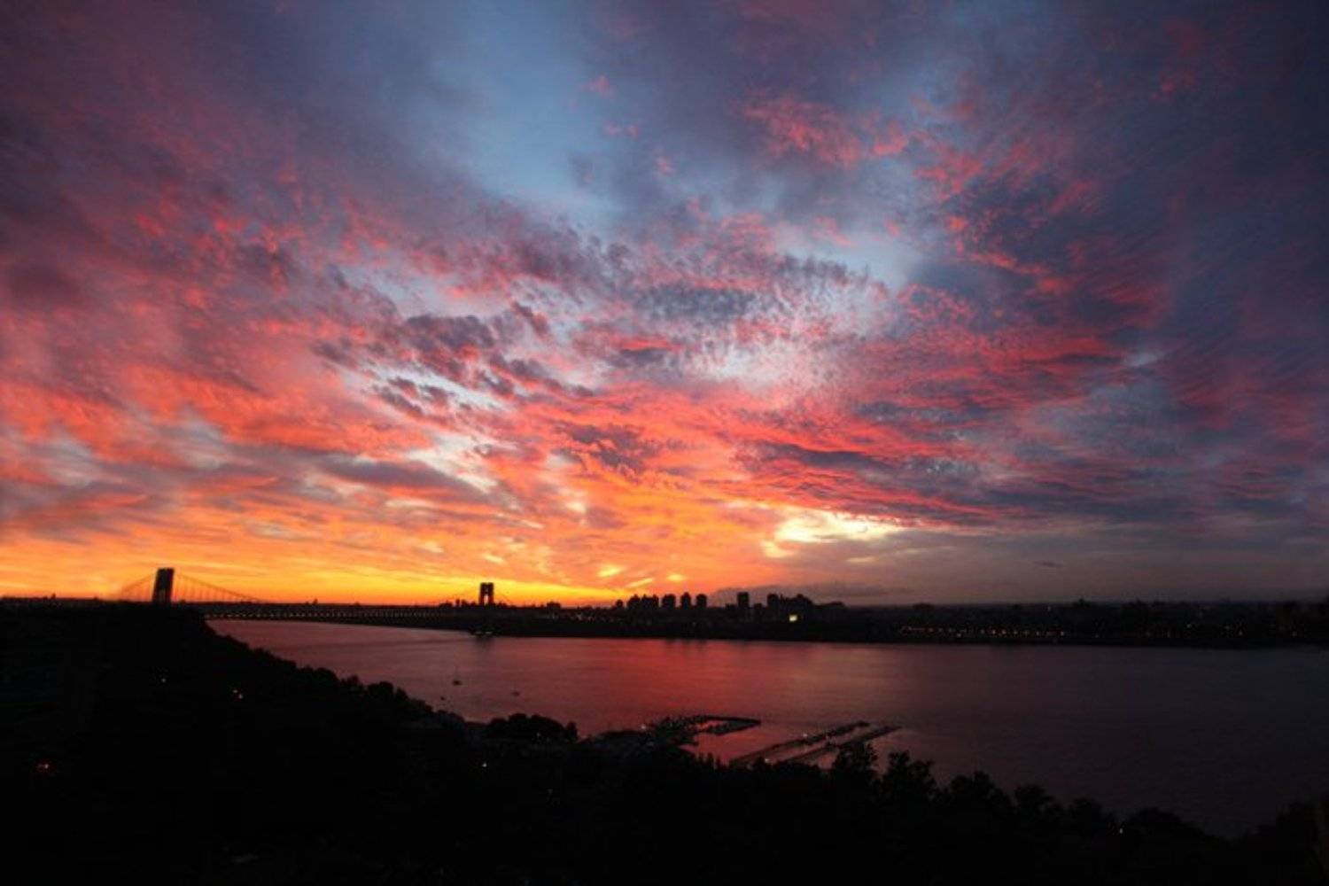 мост джорджа вашингтона , закат, подвесной, гудзон, Leonid Shvarts
