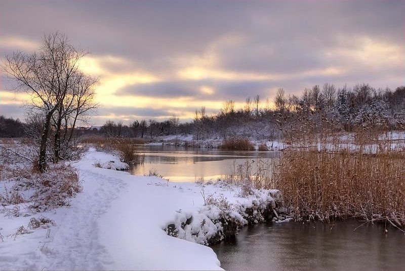 природа, пейзаж, зима, закат, снег На пороге уже... фото превью