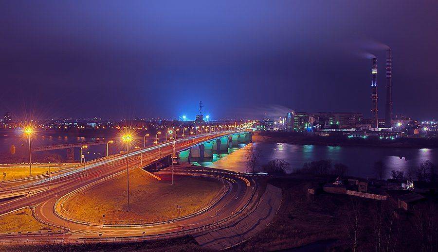 ночь, город, мост, GunterV