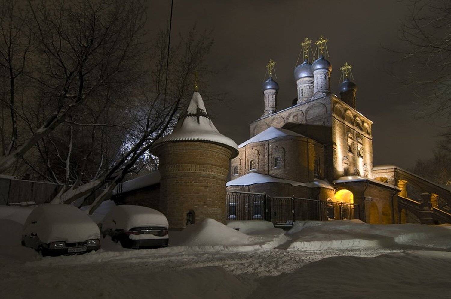 крутицкое подворье, собор, зима, вечер, москва, снег, Лев