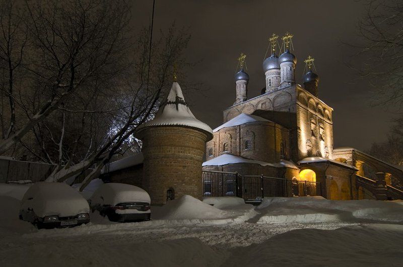 крутицкое подворье, собор, зима, вечер, москва, снег Крутицкое, морозный вечер. фото превью