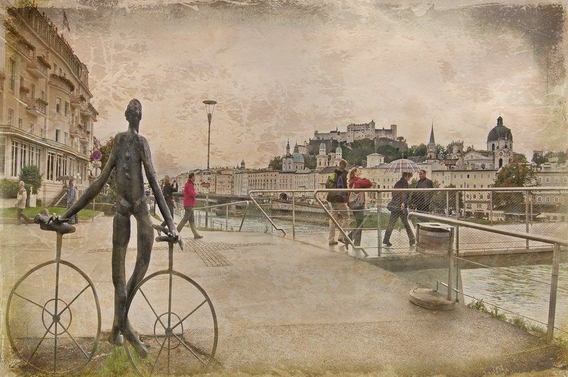 зальцбург, дождь, фотошоп Открытка из Зальцбурга фото превью