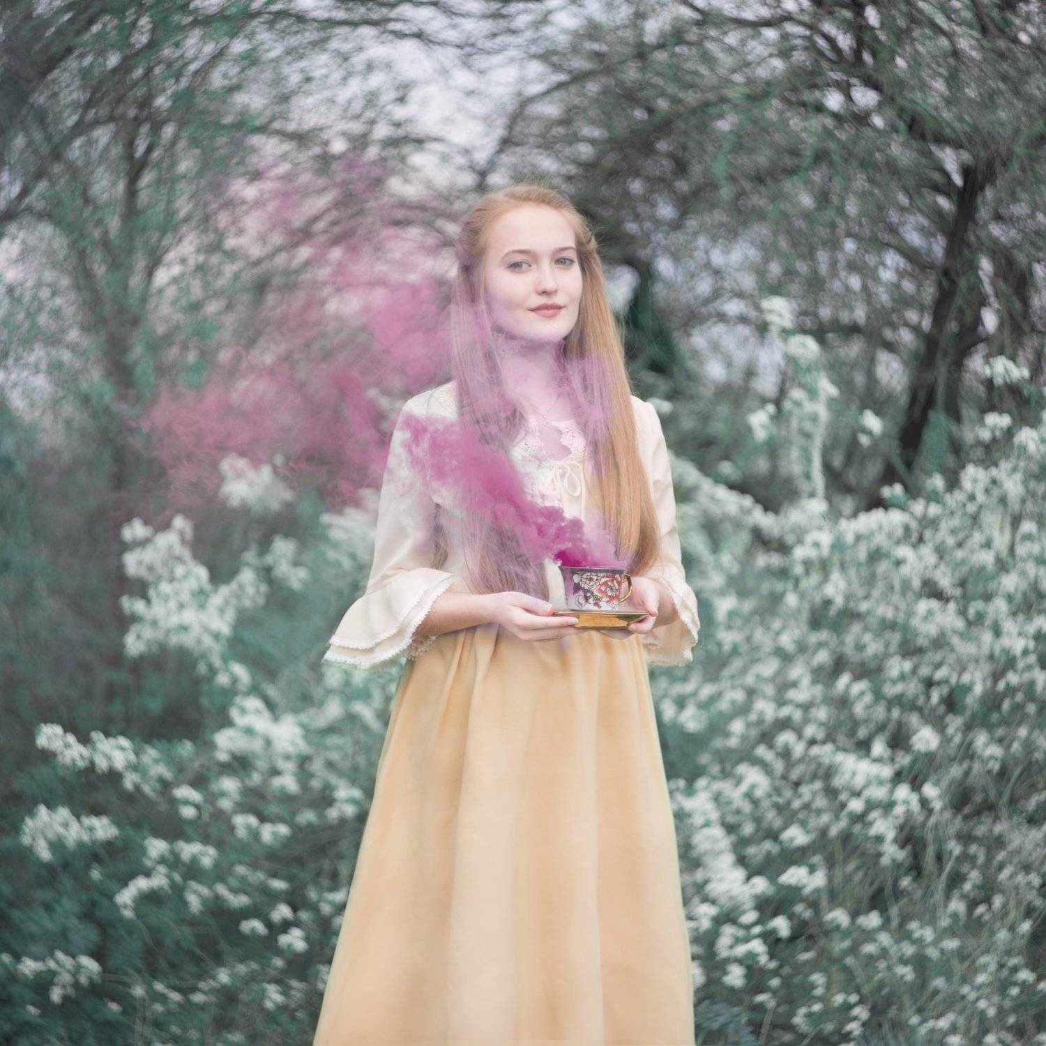 красивая девушка, дым, чашка, боке, гелиос, Катарина Винниченко