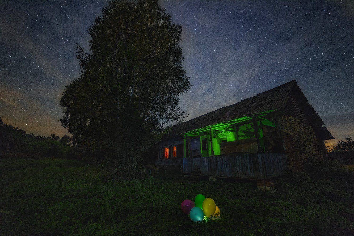 ночь, звезды, свет, пейзаж, заброшенное, астрофотография, Артемий Тузов