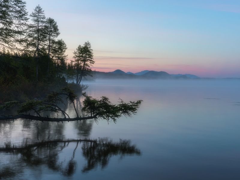 россия, колыма, осень, озеро, джека лондона, магаданская, отражение Ожидание осени фото превью