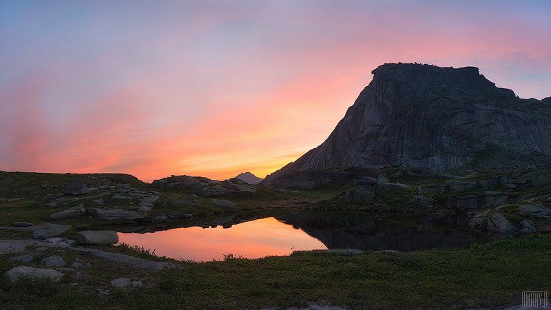 ергаки, пейзаж, горы, озеро, рассвет, россия, \