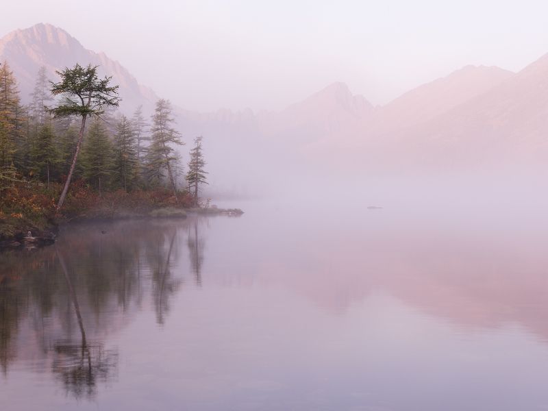 колыма, озеро джека лондона, осень, россия, рассвет, невидимка Утро было томным... фото превью