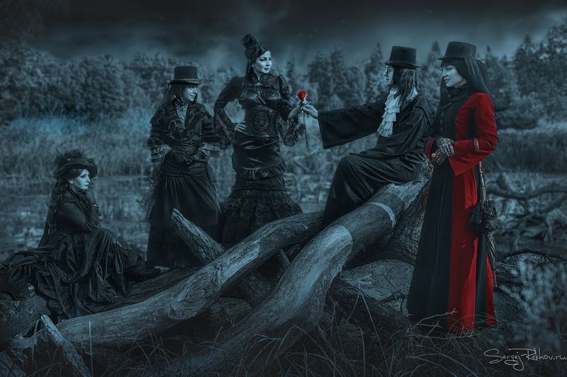 ночь, фэнтази, беседа, готика, рехов, сергейрехов, rekhov, sergejrekhov Тёмная романтика фото превью