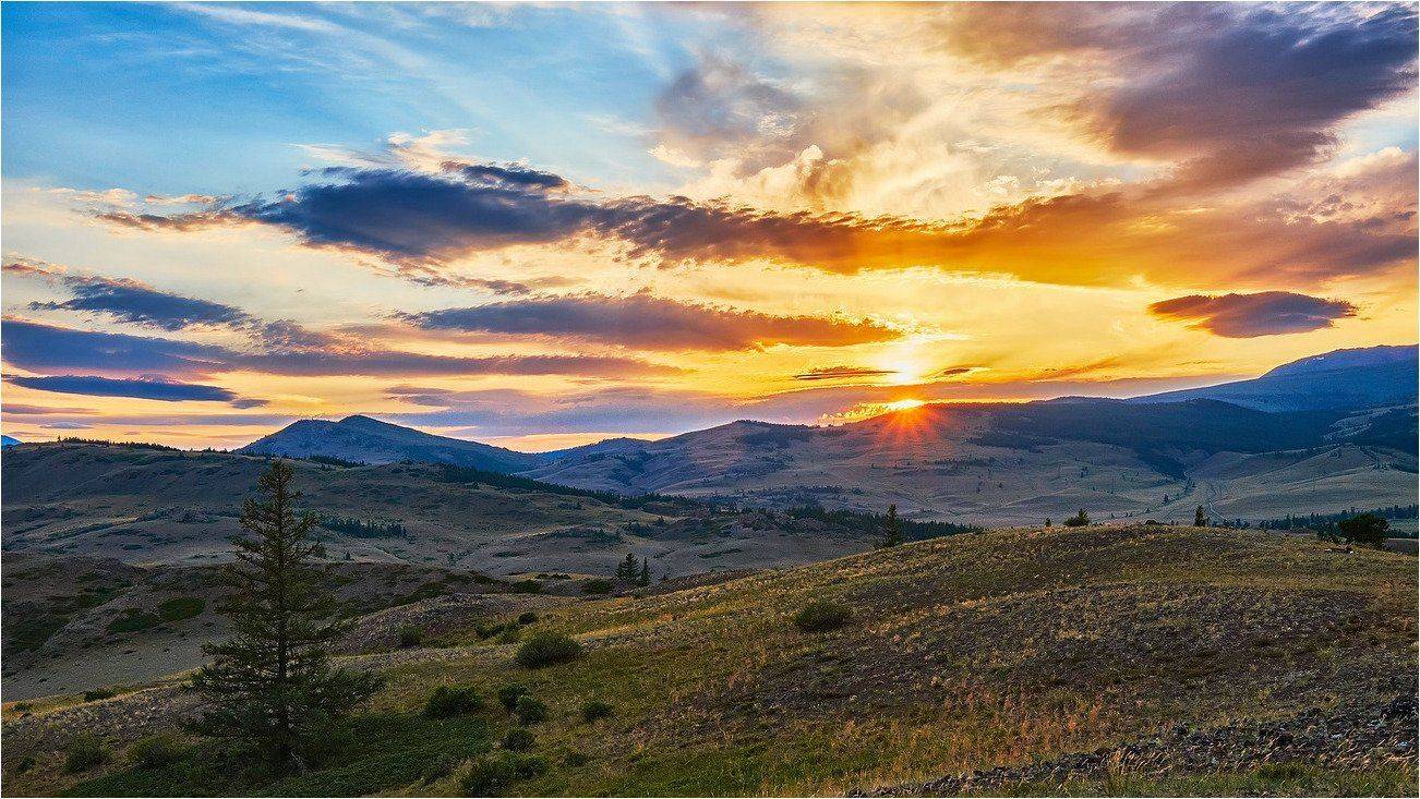 пейзаж, закат, горы, Горный Атай, Александр Потапов