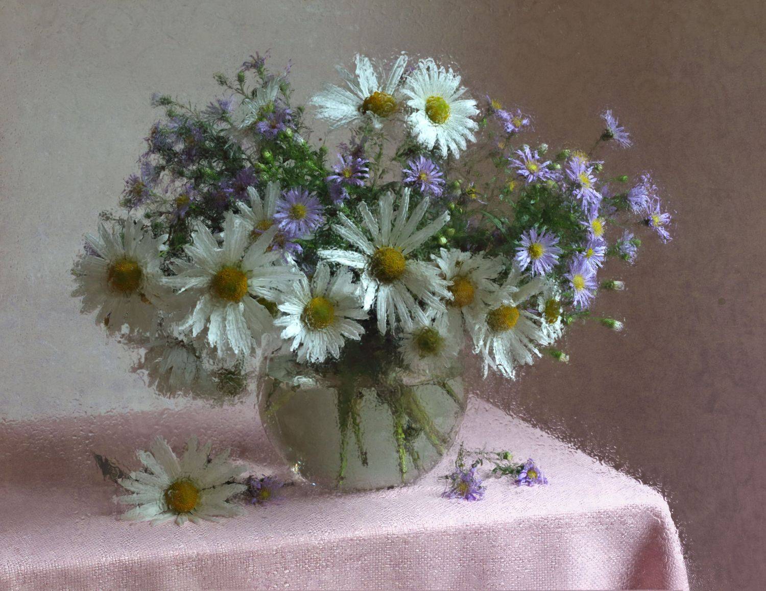 ромашки стеклянная ваза натюрморт, Марина Кулакова