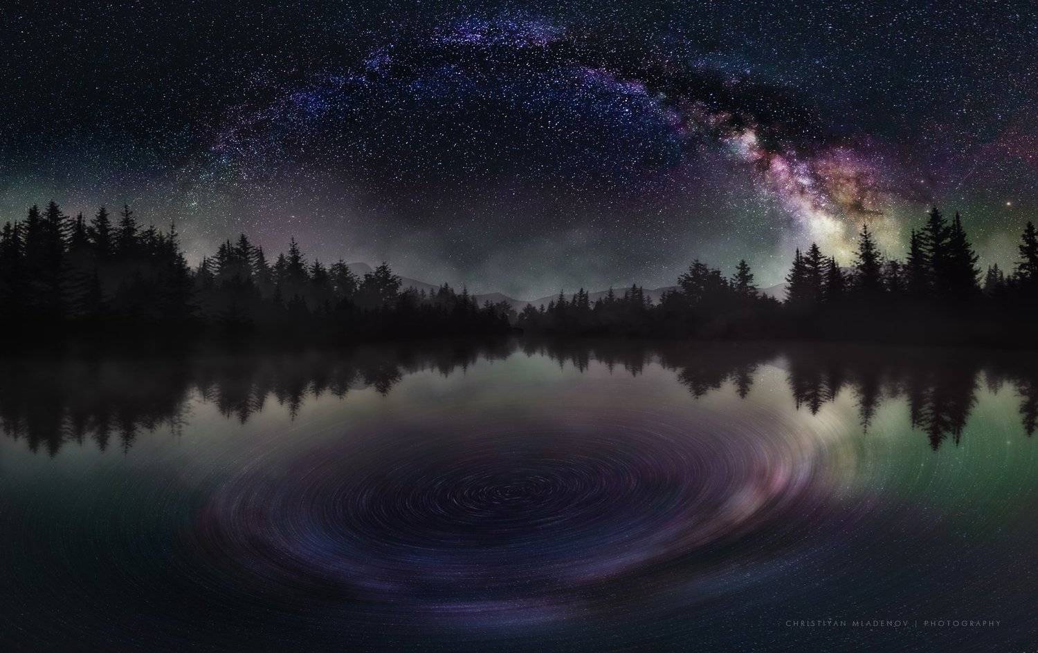astrophotography, astronomy, galaxy, milky way, nightscape, night, sky, stars, long exposure, nature, bulgaria, space, panorama, lake, pinetrees, Кристиян Младенов
