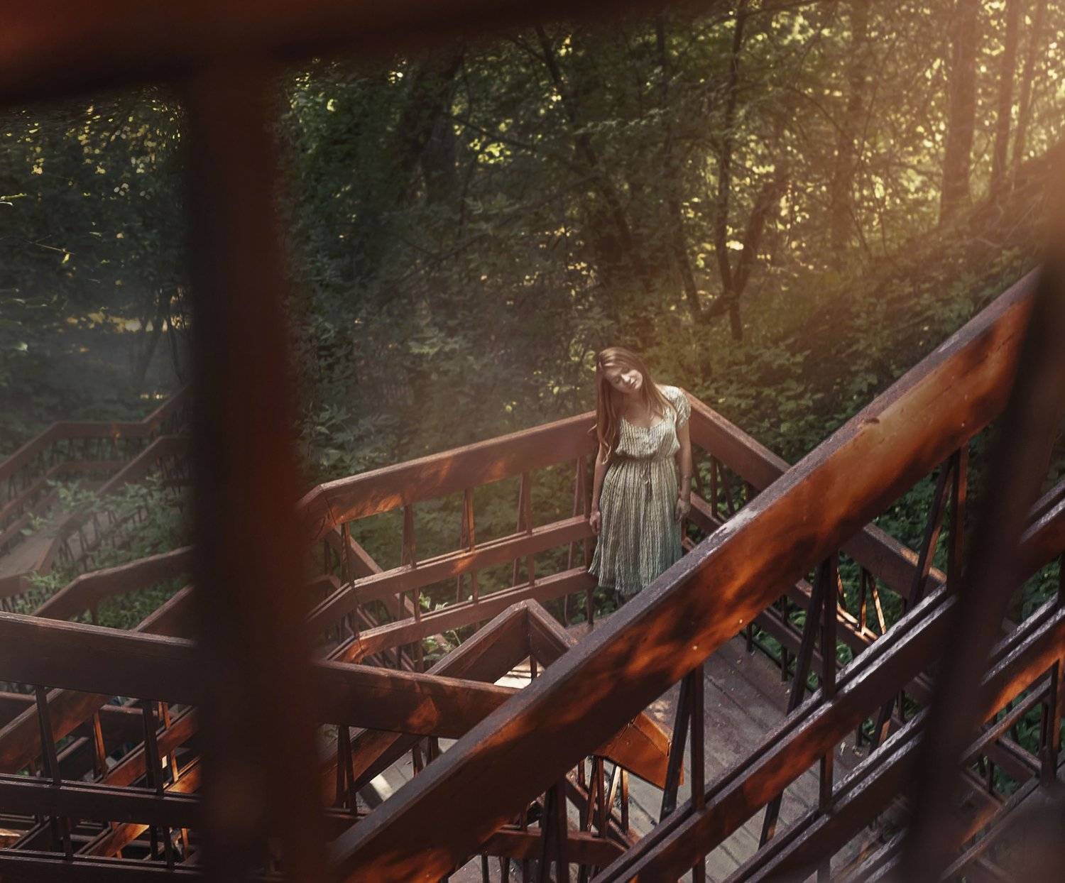 природа,пейзаж,девушка,туман,солнце, Мария Буданова