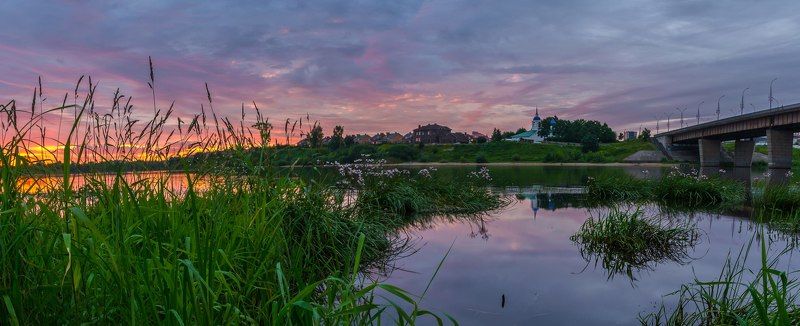 псков, pskov, великая, река, закат, история, храм, церковь, небо, вода, отражение Храм Петра и Павла на Брезе фото превью