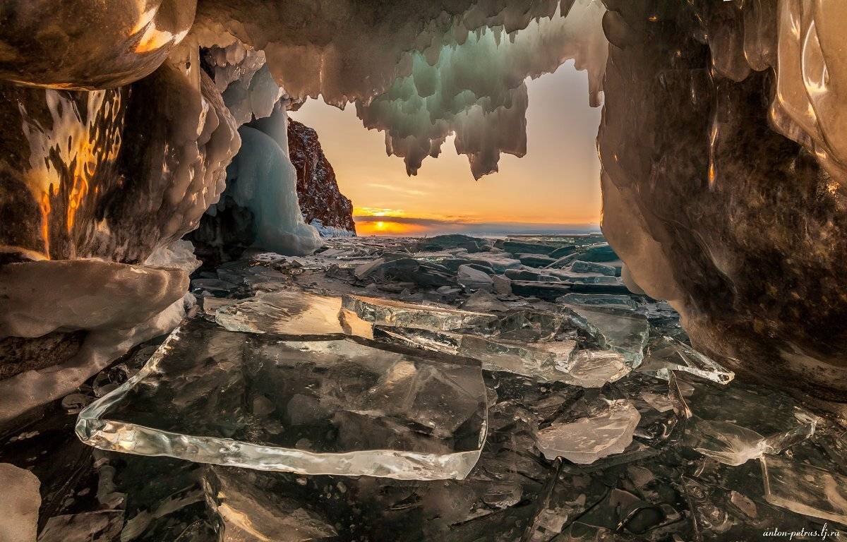 байкал,зима,пещера, лед, закат, Антон Петрусь